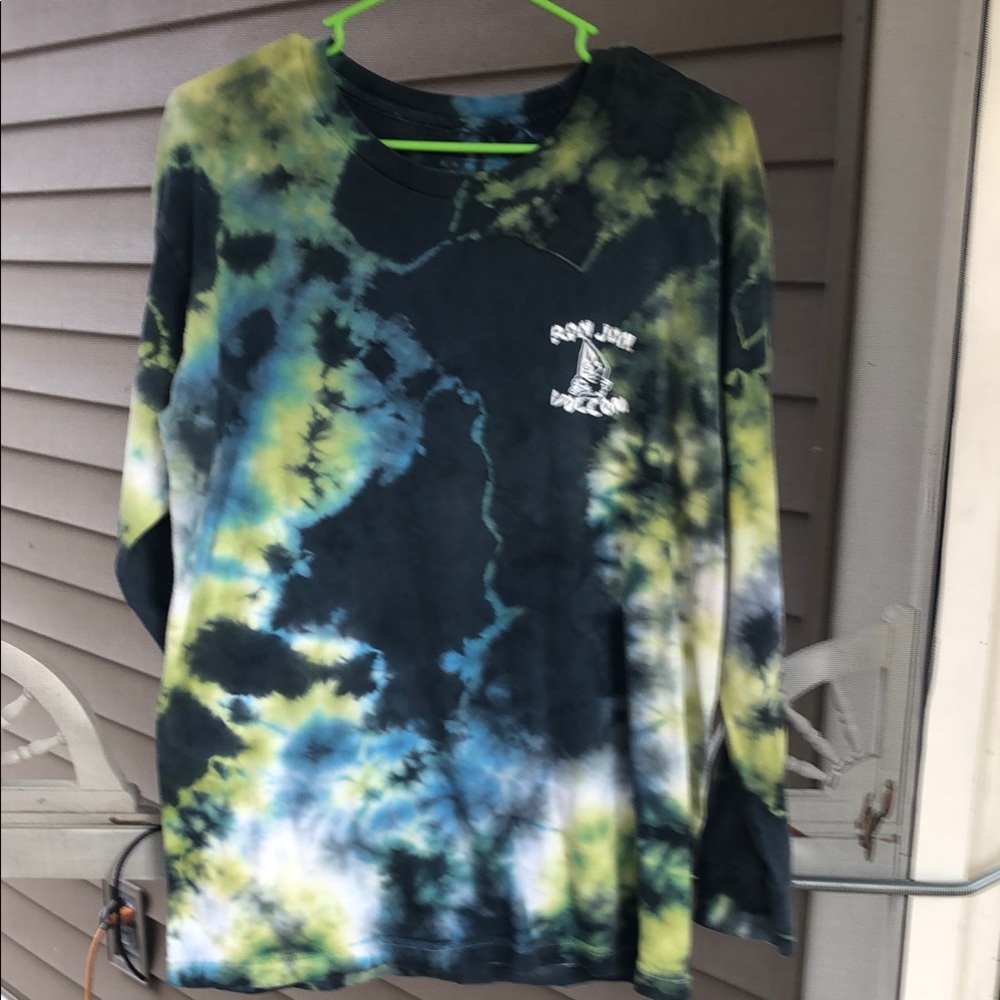 Ron Jon Blue and Green Long Sleeve Tie-Dye Tee